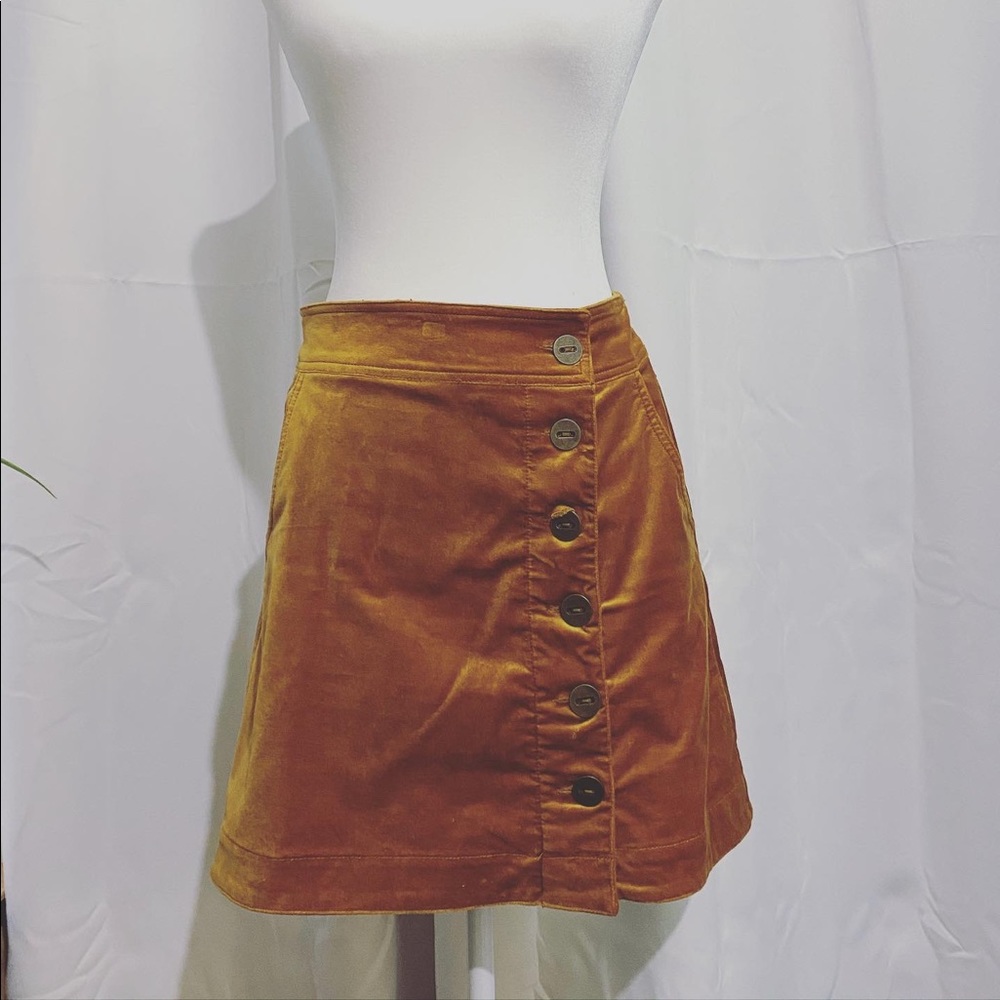 Anthropologie Velvet Mini Skirt